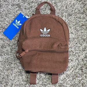 Adidas Originals Trefoil 2.0 Curduroy Mini Backpack Bag Brown NEW